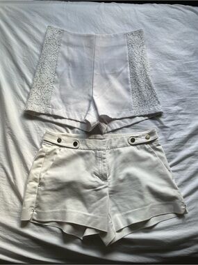 Dynamite White High-Waist Lace Panel & Navigator Style Shorts Set